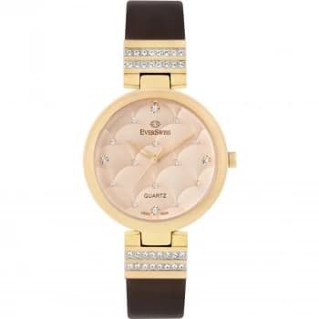 EverSwiss Rose and Brown 'Crystal' Ladies Watch - 2808-llrr