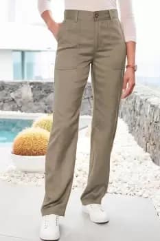 Casual Lyocell Rich Straight Leg Trousers 29" (74Cm) Inside Leg
