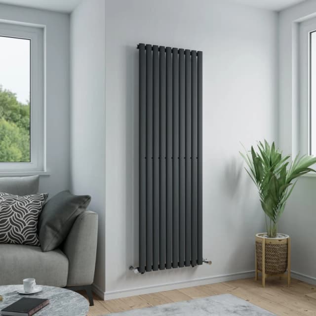 Agadon Solo Designer Oval Tube Radiator in Dark Grey Size: 1800mm x 360mm Dark Grey Unisex 1800mm x 360mm