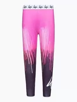 Hype Girls Pink Black Drip Script Legging, Pink, Size 9-10 Years, Women