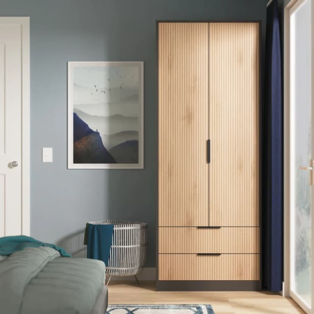 Ready Assembled 2 U Fuji 2 Door 2 Drawer Wardrobe (Ready Assembled) in Grey Grey Unisex