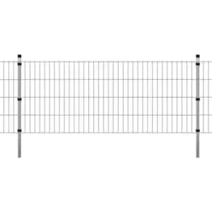 2D Garden Fence Panels & Posts Silver 2008x830 mm 4m - Silver - Vidaxl