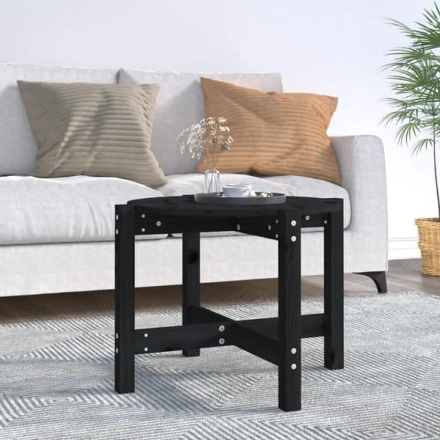 Vidaxl Coffee Table Black Ø 62.5X45cm Solid Wood Pine, Black 822306