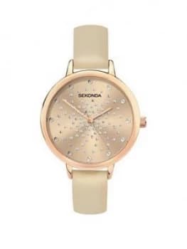 Sekonda Sekonda Blush Crystal Set Dial Nude Strap Ladies Watch