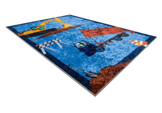 RugsX Junior 51827.803 Washing Carpet Truck, Excavator For Children Anti-Sli 80X150 Cm