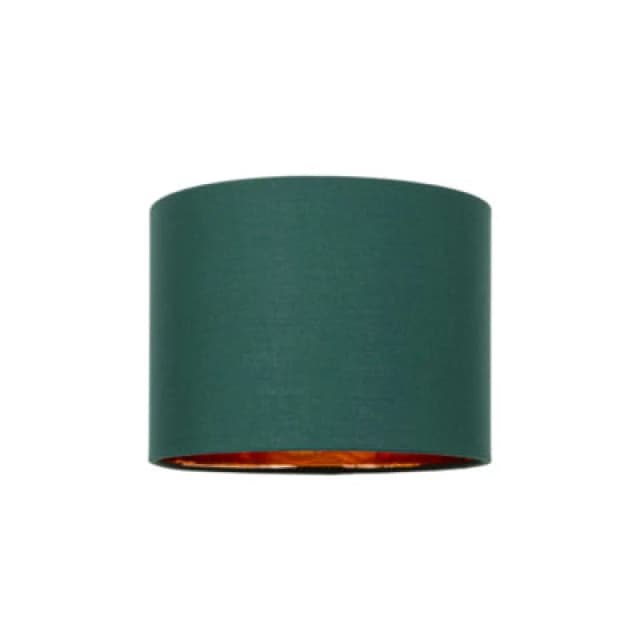 Happy Homewares Modern Forest Green Cotton Fabric Small 8 Lamp Shade With Shiny Copper Inner