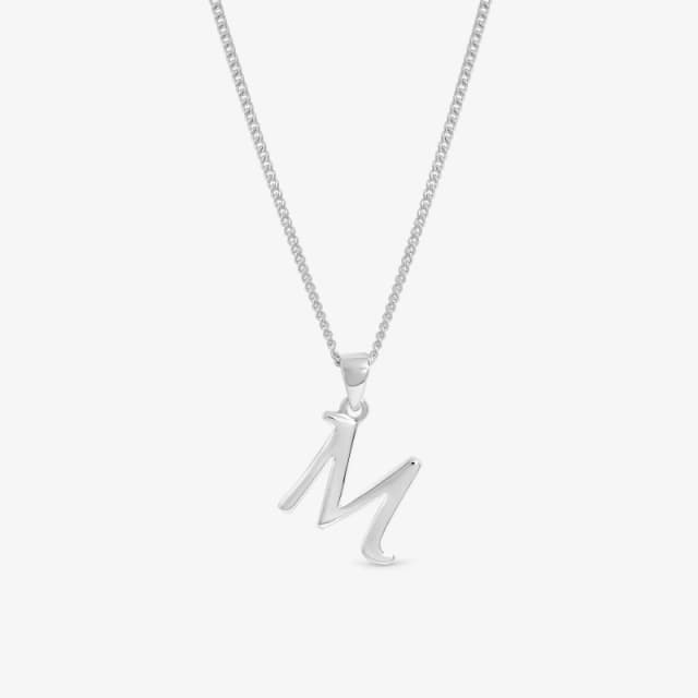Simply Silver Womens Sterling Silver 925 Initial Pendant - M Silver Female One Size