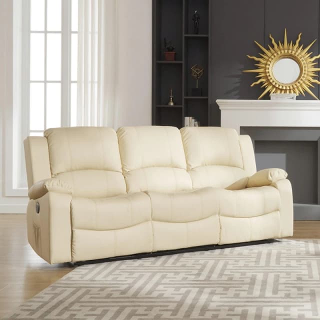 Artemis Home Glendale 3 Seat Electric Reclining Sofa in Cream Cream Unisex