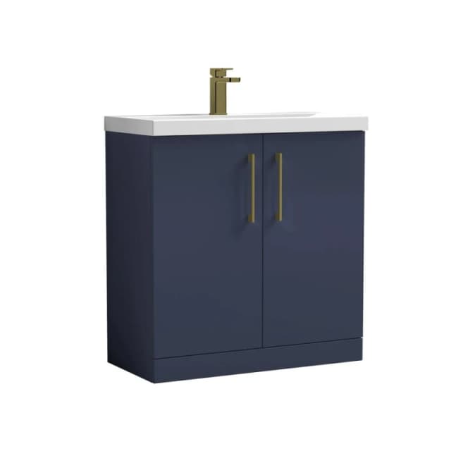BALTERLEY Balterley Level Contemporary Bathroom Floor Standing 2-Door Vanity Unit & Mid-Edge Basin, Midnight Blue, 800mm BALARN2905AH017