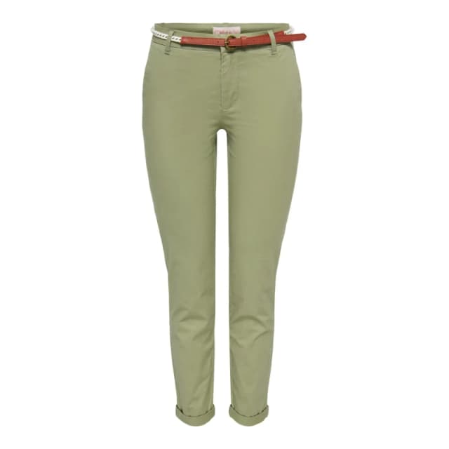 Only Womens chino Trousers with cotton belt Only Biana CC Vert Female 38x32
