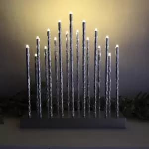 29cm Premier Christmas Candlebridge with 17 LEDs in Silver Aluminium Battery Operated