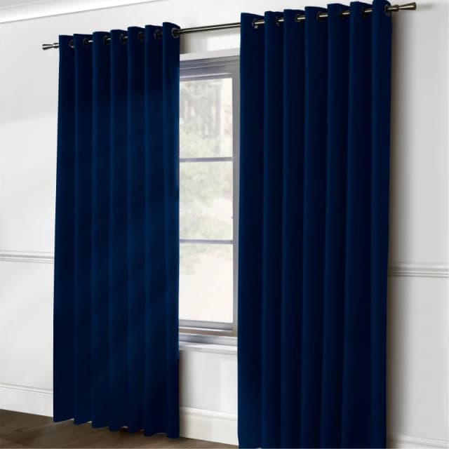 Alan Symonds Plain 95% Blackout Ring Top Curtains Navy unisex 117x183cm