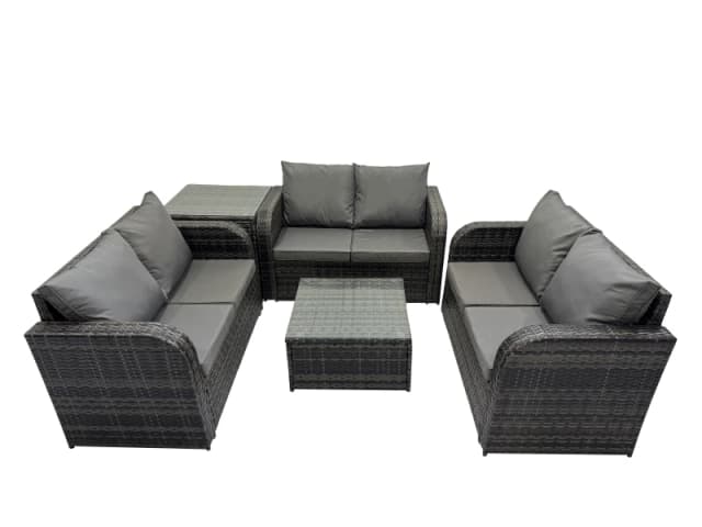 Fimous Love Sofa Square Coffee Table Set with Side Table Dark Grey Mixed Dark Grey Unisex