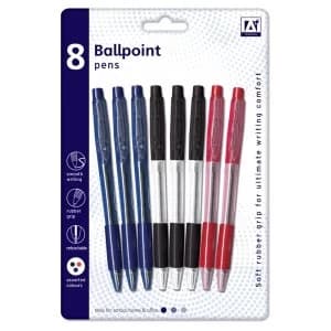 A Star Ballpoint Pens With Grips Pack 8
