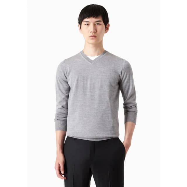 Emporio Armani V-Neck Sweater Grey male XS