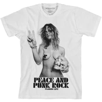 The Flaming Lips - Peace & Punk Rock Girl Unisex Large T-Shirt - White