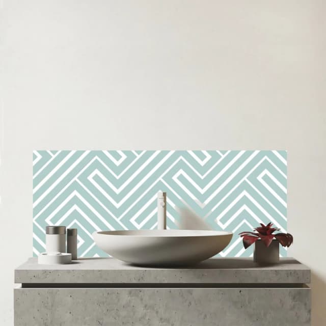 Warren Reed - Designer Geometric Modern Ornment Glass Bathroom Splashback in Green Green Unisex