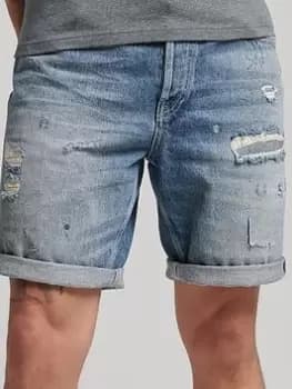 Superdry Vintage Denim Shorts, Light Denim, Size 32, Men