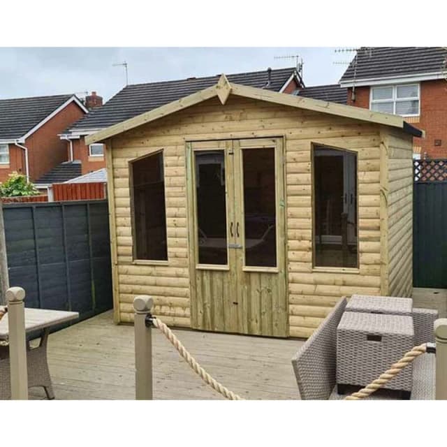 Churnet Valley Garden Furniture Ltd 8 X 6 CHATSWORTH SUMMERHOUSE - L243.8 x W182.9 x H243.8cm in Brown Brown Unisex
