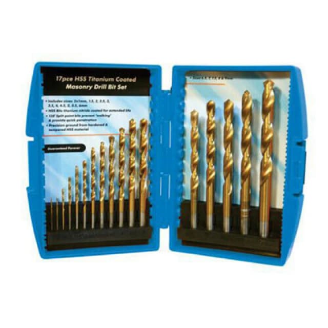 Loops 17 Piece Titanium Coated HSS Drill Set 1mm 9mm Bits Power Drill Accessory Multi