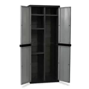 165cm Tall x 65cm Plastic Indoor / Outdoor Garden Storage Cabinet Shed in Dark Grey