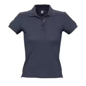 SOLS Womens/Ladies People Pique Short Sleeve Cotton Polo Shirt (3XL) (Navy)