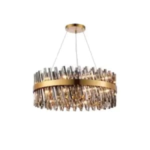 Lysander 24 Light G9, Ceiling Pendant Round, Brass, Smoke Item Weight: 23.13kg