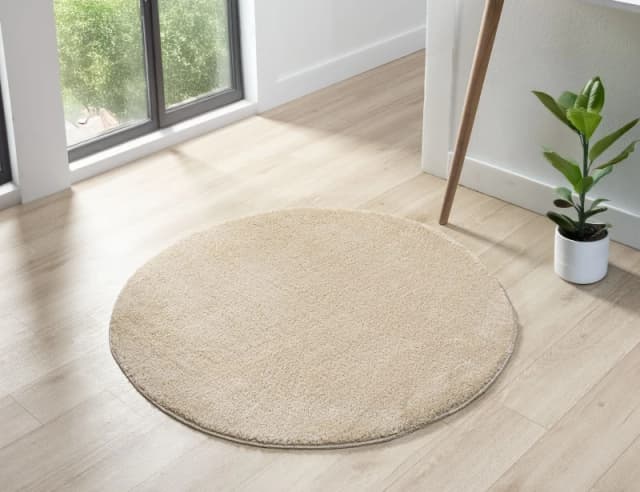 Comfy Washable Low Pile Living Room Area Rug - Anti Slip Felt Backing Light Beige 200Cm X 280Cm