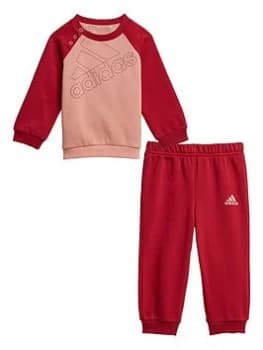 Boys, Adidas Infant's Outline Logo Crew & Jog Pant Set, Pink/Red, Size 12-18 Months