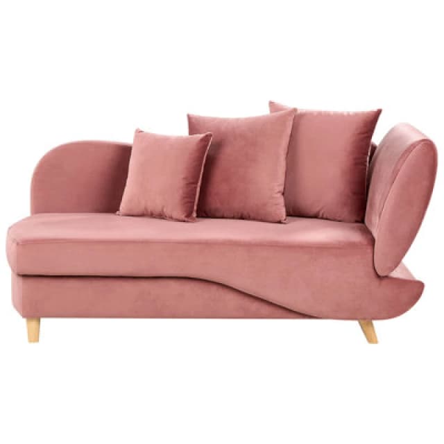 Beliani Right-Hand Chaise Lounge Meri Velvet Pink With Storage