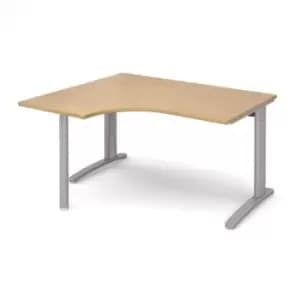Office Desk Left Hand Corner Desk 1400mm Oak Top With Silver Frame 1200mm Depth TR10 TBEL14SO