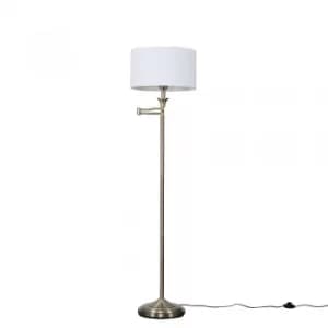 Sinatra Brass Floor Lamp with Large White Reni Shade