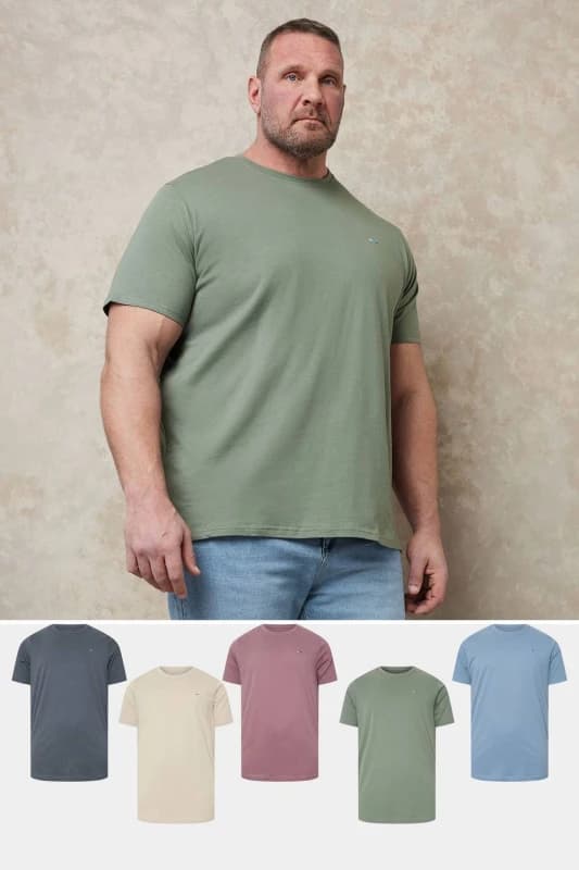 BadRhino Mens 5 Pack Core T-Shirts in Green Size: Large Green Male L