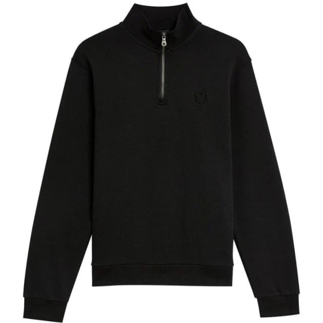 Lyle and Scott Tonal quarter Zip Top - Black S