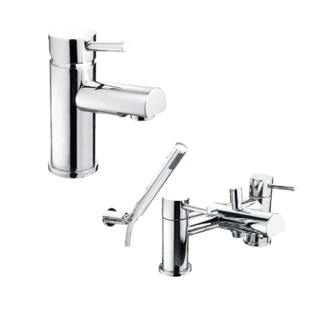 Balterley Round Mono Basin Mixer Tap & Bath Shower Mixer Tap with Kit Chrome in Silver Silver Unisex