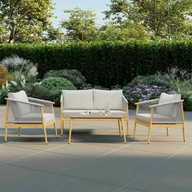 Charles Bentley Almada 4 Seater Lounge Set Wood Effect Frame