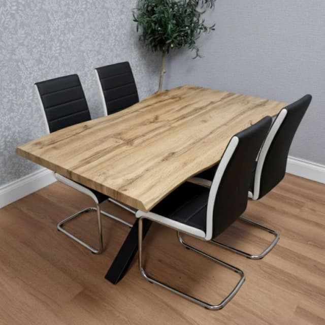 KOSY KOALA Modern Dining Table with 4 Black faux leather Chairs Kitchen Furniture in Brown Brown Unisex