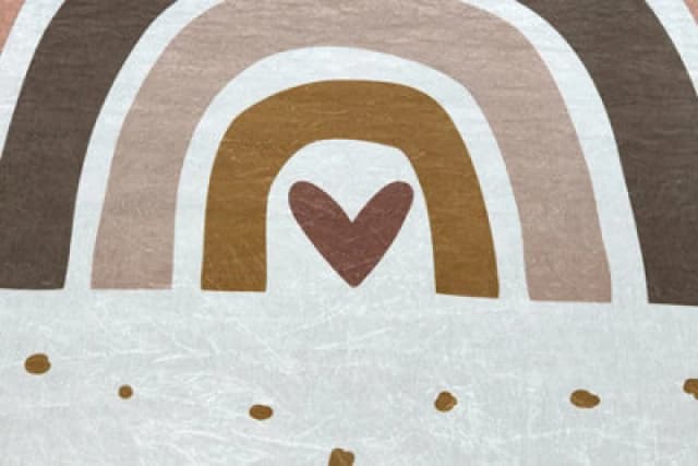 RugsX Bambino 46960 Washing Carpet Rainbow, Dots For Children Anti Slip - White / Brown 80X150 Cm