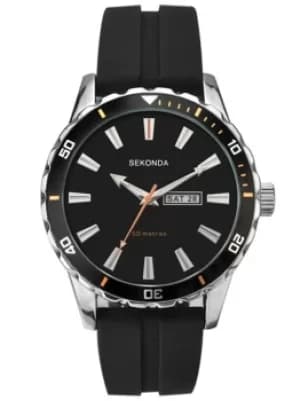 Sekonda Mens Black Rubber Strap Watch 1351