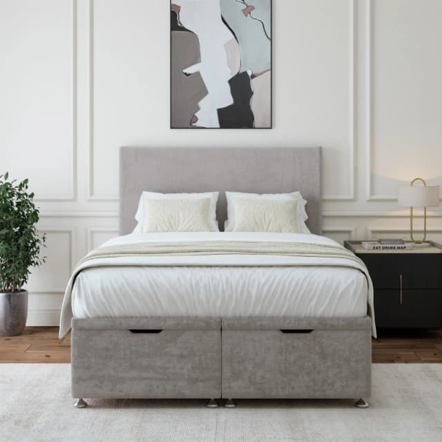 Bedmaster Bedmaster Luxury Velvet Ottoman Divan Base And Plain Headboard in Light Grey Size: Super King Light Grey Super King Unisex 7867868881232