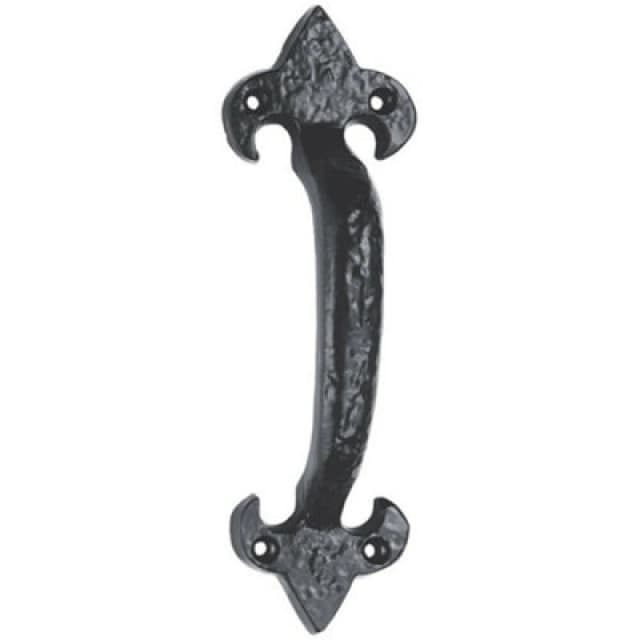 Loops Traditional Forged Iron Pull Handle 180 x 52mm Black Antique Door Handle Black unisex