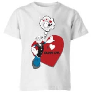 Popeye I Love Olive Oyl Kids T-Shirt - White - 11-12 Years