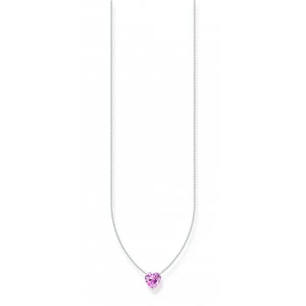 Thomas Sabo Sterling Silver Basics Pink Zirconia Necklace KE2211-051-9