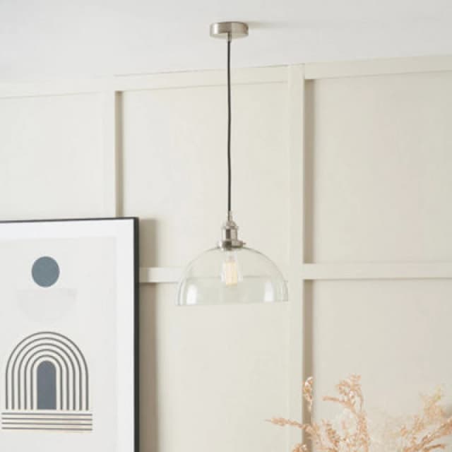 Pacific Lifestyle Ceiling Light Antique Silver Metal And Glass Dome Pendant