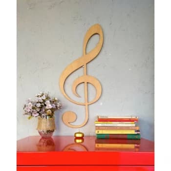 Treble Clef - Natural Brown Decorative Wooden Wall Accessory
