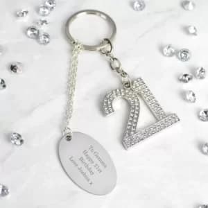 Personalised 21st Diamante Keyring