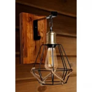 Alk?m ceviz metal kafesli aplik Black Brown Wall Lamp