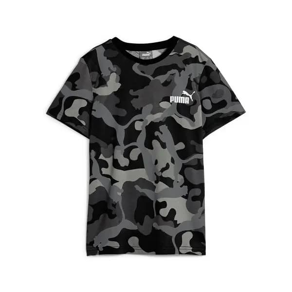 Camo Print Cotton T-Shirt with Short Sleeves