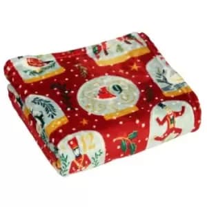Twelve Days of Christmas Fleece Throw (One Size) (Red) - Red - Furn