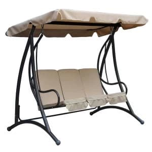 Charles Bentley 3-Seater Premium Garden Swing Seat - Beige